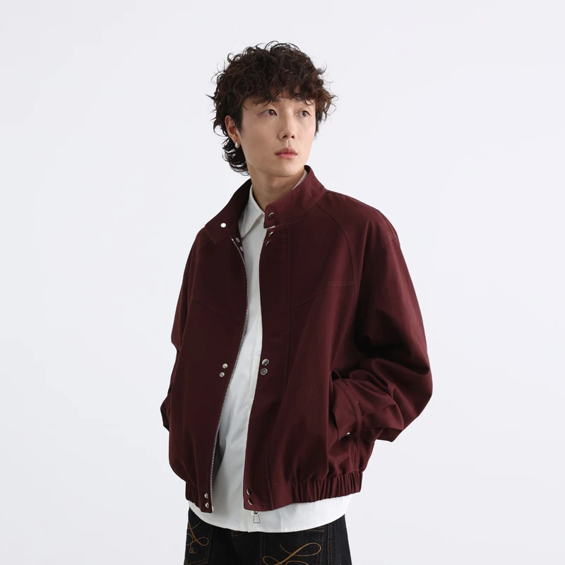 

Men's Stand Collar Streetwear Fashion Vintage Loose Casual Short Cargo Jacket Unisex Spring Autumn Bomber Coat Cityboy Outerwear