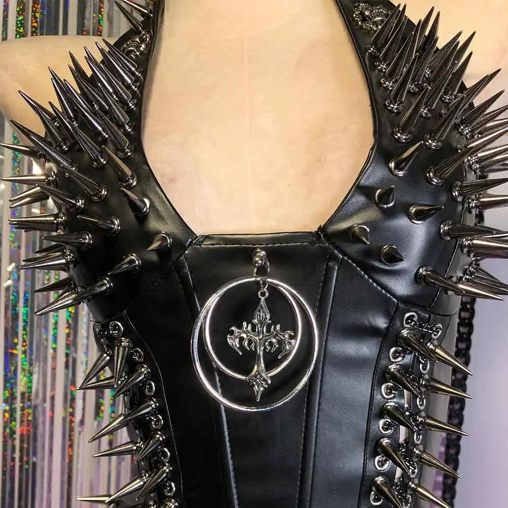 Carro armato gotico eco grunge anni '90 Adolescente anni '80 Emo Fai da te E-Girls Harajuku Goth fatto a mano Punk Rock Y2K Halter Canotta TOPS Kawaii