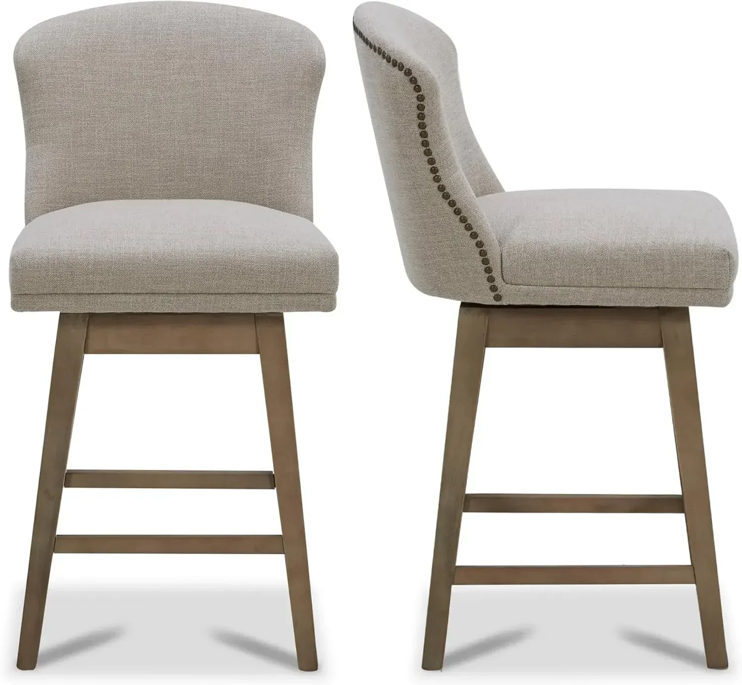 

Counter Height Swivel Barstools, FSC Certified Upholstered Performance Fabric Bar Stools Set of 2, 26" Seat Height, Tan