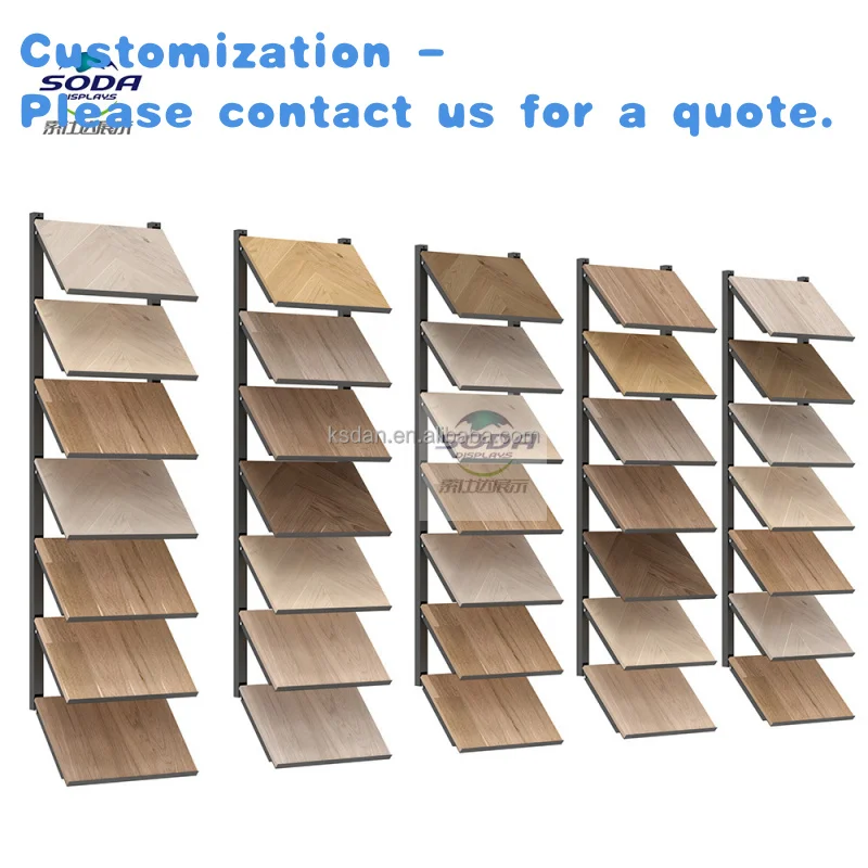 custom.Custom Wall-Mounted Metal Display Racks Wood Flooring, Building Material Stores Exhibition Showroom Fixture