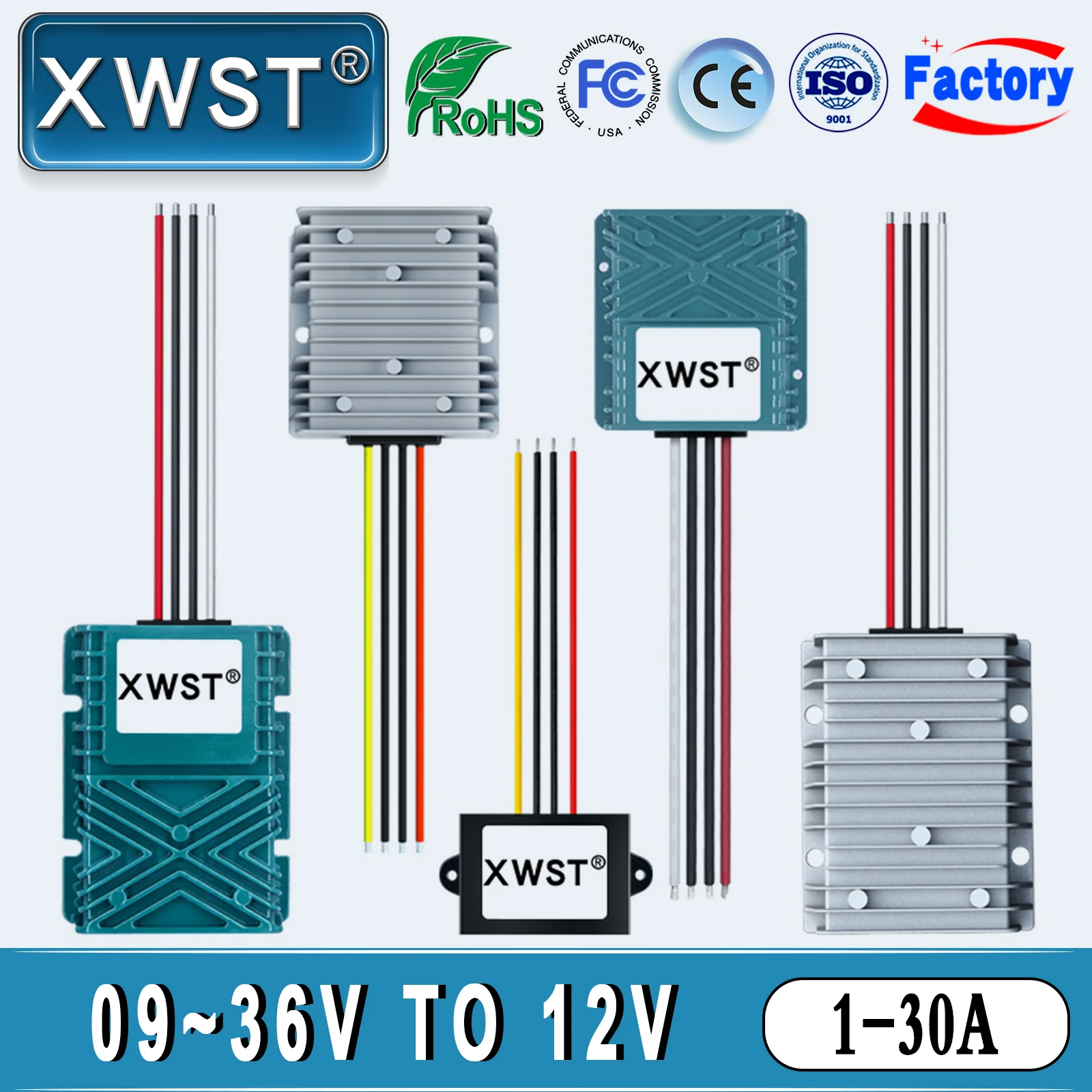 

XWST DC To DC 12V 24V 9-36V To 12V 1A 5A 10A 25A 30A Boost Buck Converter 12 Volts Voltage Stabilizer Regulator Waterproof