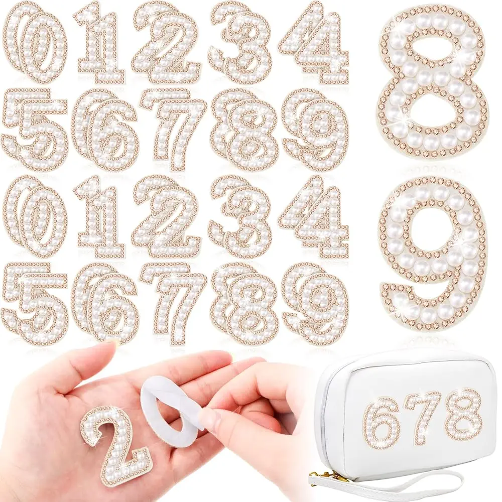 

40 Pieces Number Patches Self Adhesive Chenille Patches 0-9 Glitter Chenille Number Appliques Stickers for DIY Clothing Jack