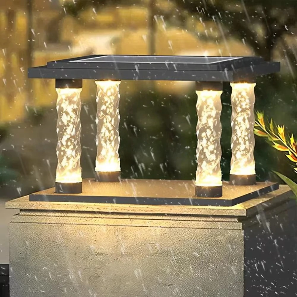 Modern outdoor solar column lamp garden villa gate square waterproof lamp courtyard fence