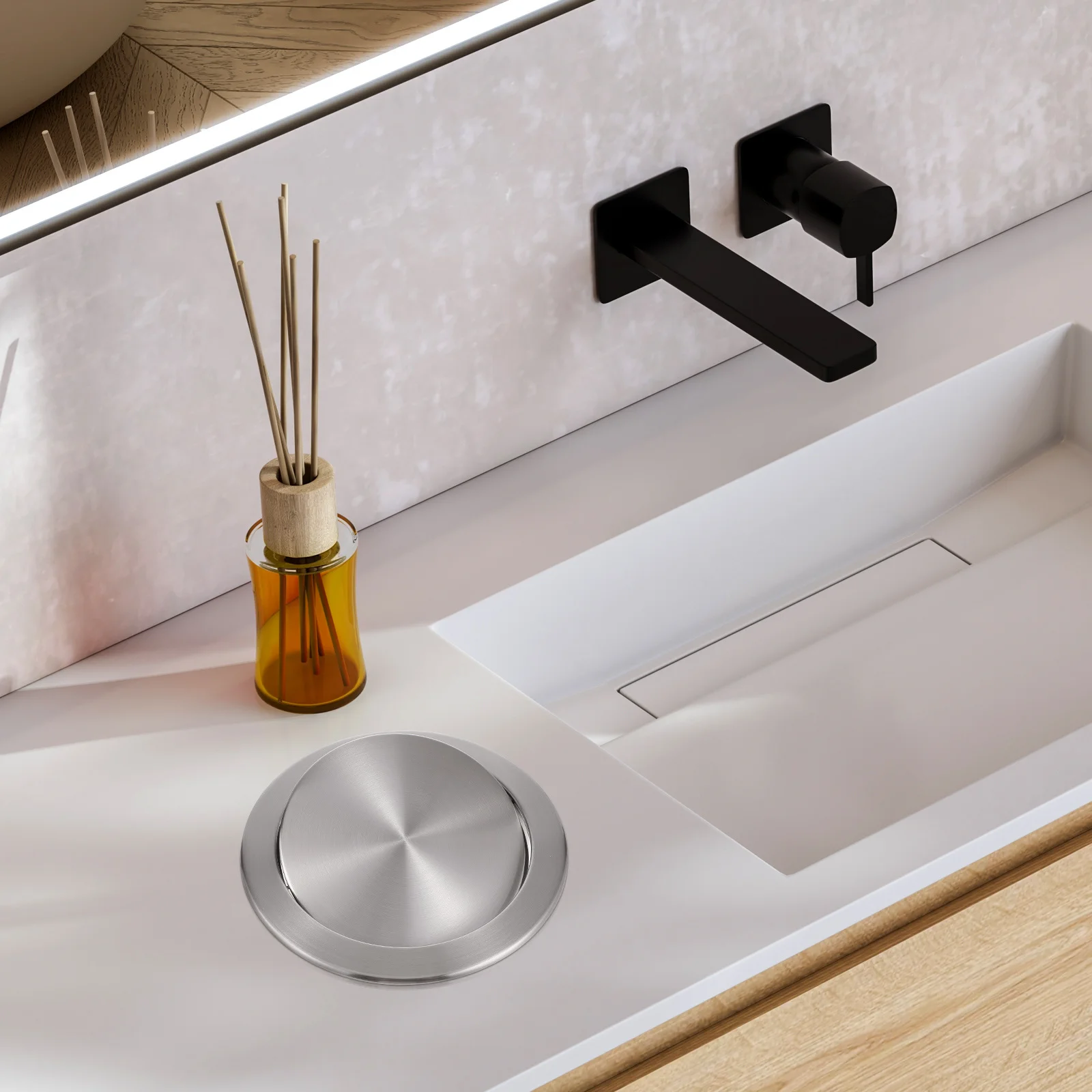 

Recessed Counter Top Stainless Steel Trash Can Cover Flush Lid Flap Lid Silent Scratch Oil Resistant for Kitchen Bathroom Hotel