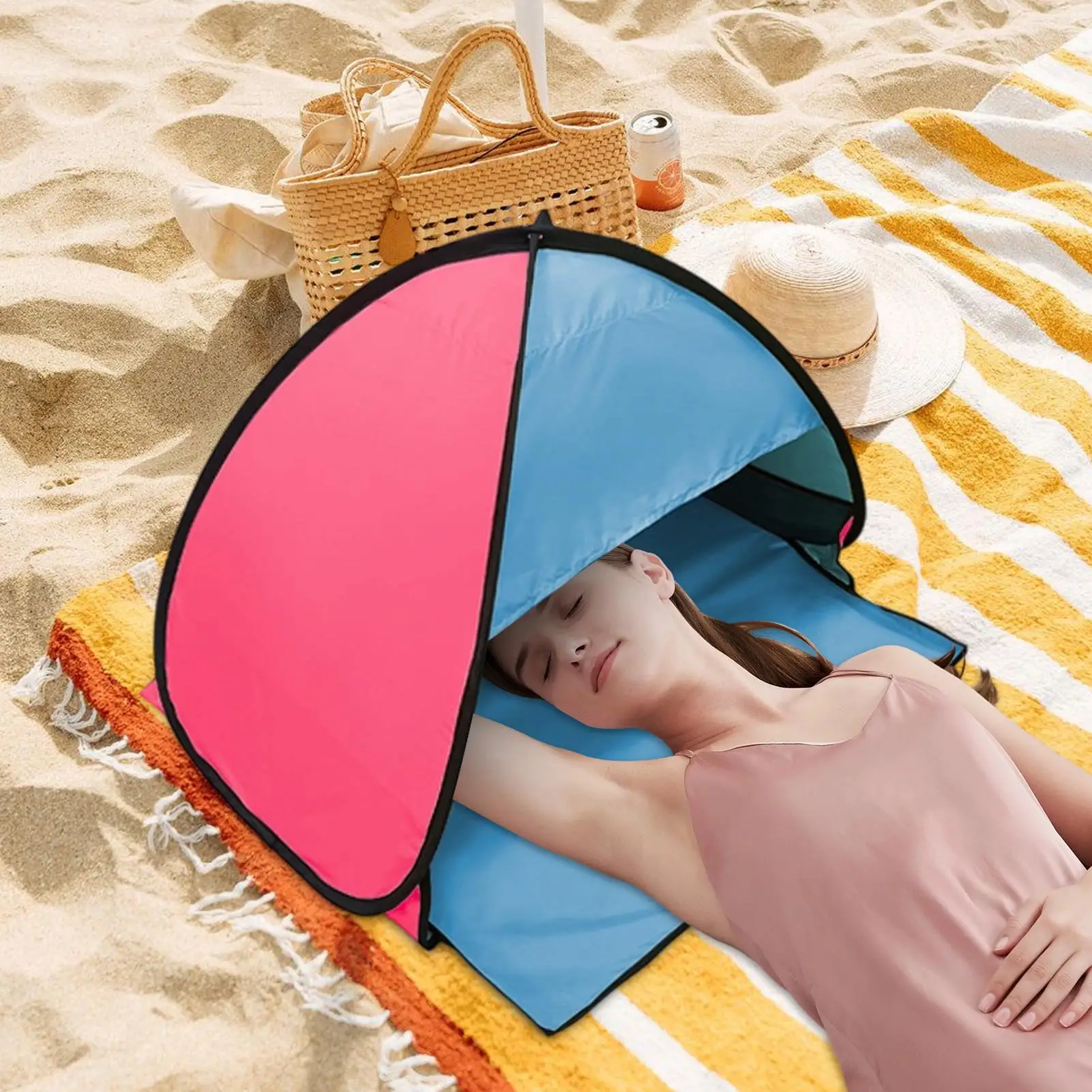

Pop-Up Beach Tent Beach Shade Sun Protection Face Small Tent UV Protection Laptop Shade Canopy For Outdoor Camping Garden Picnic