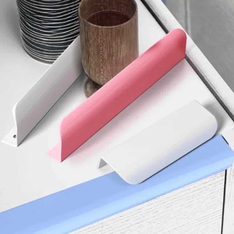 Möbelknöpfe aus Aluminiumlegierung, Schrank- und Garderobengriffe in Blau, Rosa, Weiß, Versteckte Lange Griffe für Küchenschränke und Schubladen – Detail 1