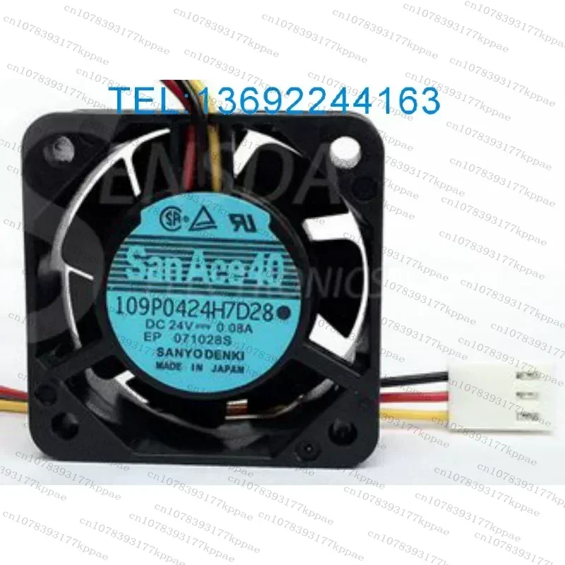 1PCS for Sanyo 109P0424H7D28 Fan 24V 0.08A 40x40x15mm Cooling Fan with Tachometer Alarm for CNC Machine Tools