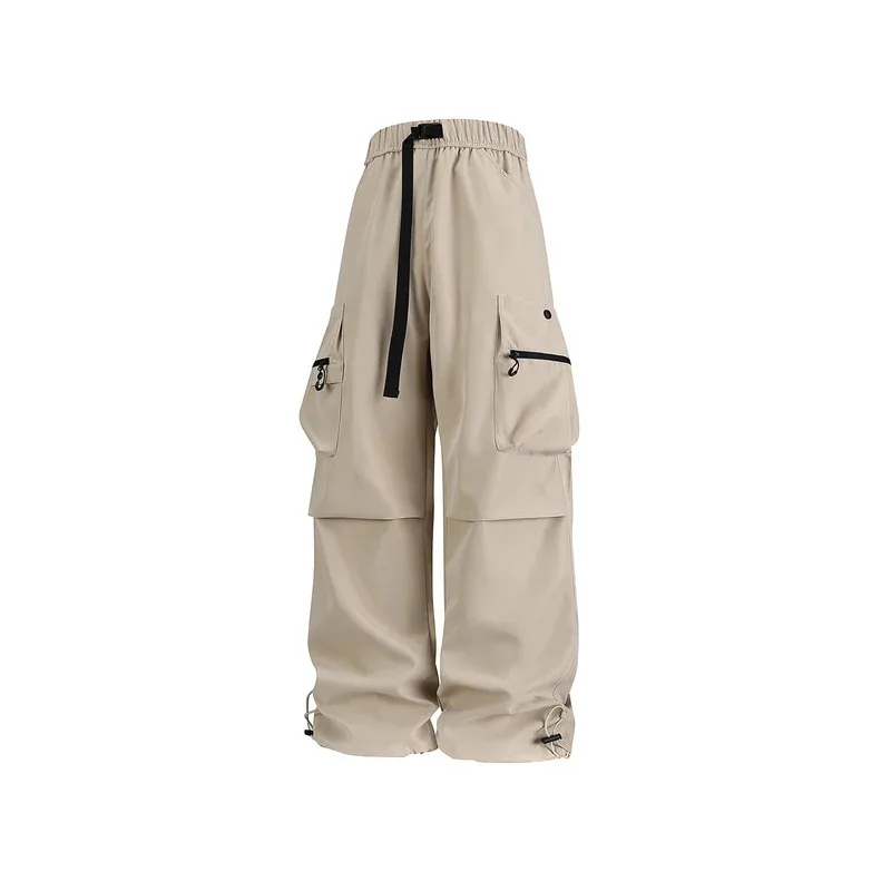 

Men's and women's autumn waterproof zippered pocket loose wide-leg slightly flared outdoor sportswear casual long pants
