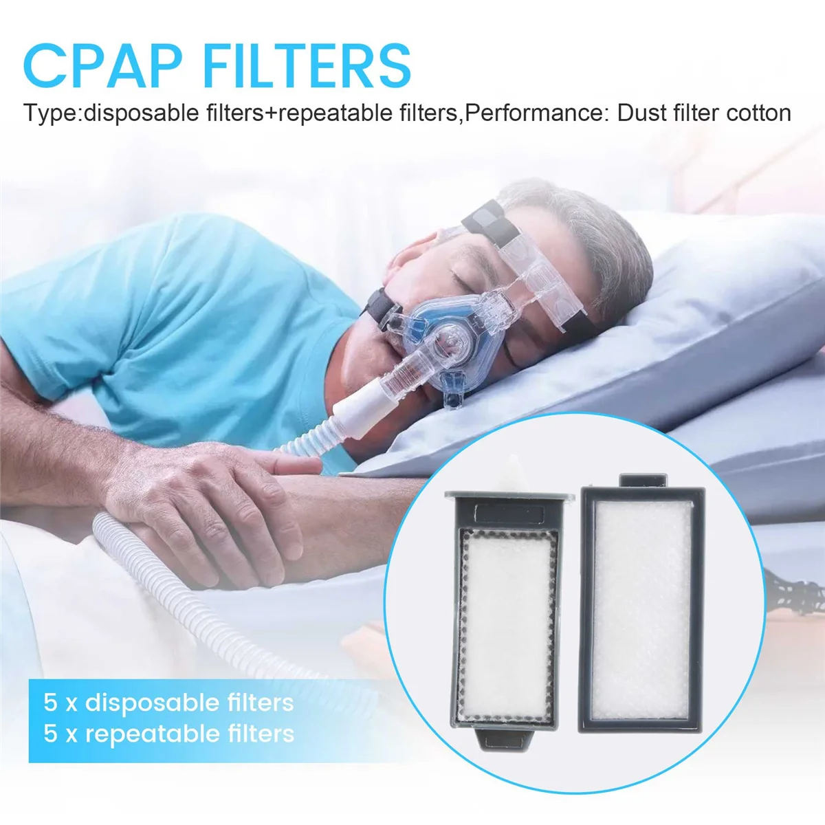 5Set for Philips Respironics Dreamstation 2 CPAP Reusable Pollen Filter and Disposable Ultra-Fine Filters