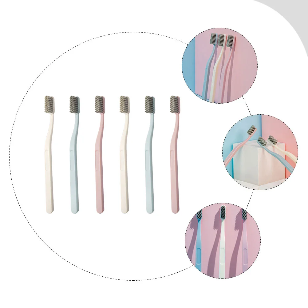 6 Pcs Stiff Brush Adults Tooth Gadget Cleaning Oral Gadgets Portable Cleaners