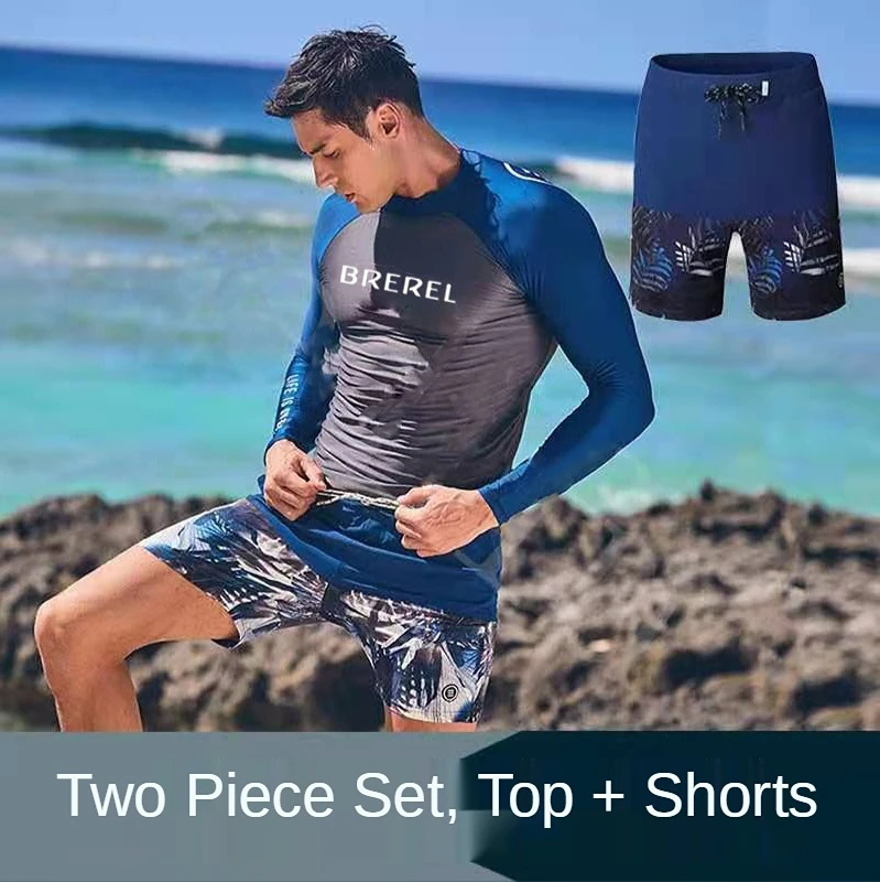 Men\'s Swimsuit Suit Long-sleeved Swimsuit Diving Suit Sunscreen Jellyfish Suit Trousers Split Surf Suit Snorkeling Beach Wear