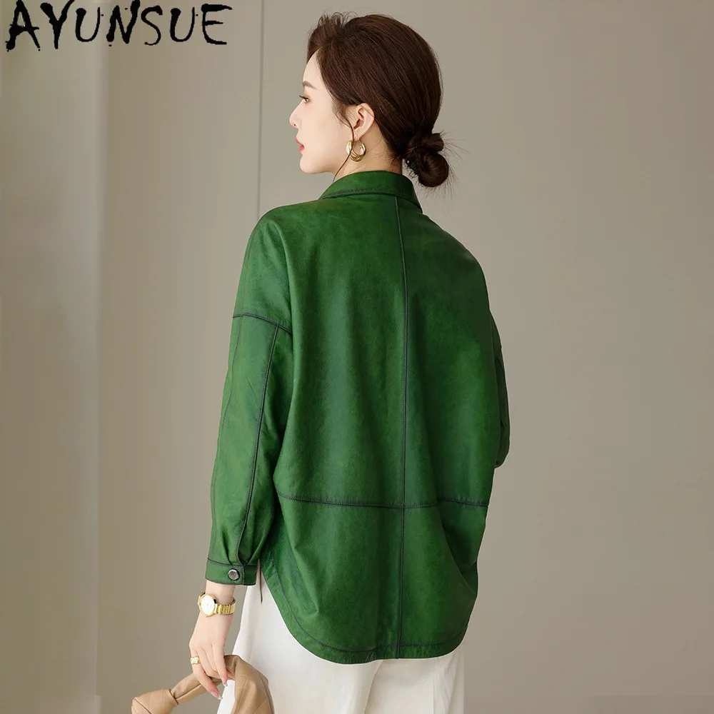 AYUNSUE จริงหนังแจ็คเก็ตผู้หญิงหนังแกะแท้สตรีเสื้อฤดูใบไม้ผลิฤดูใบไม้ร่วงเสื้อผ้าผู้หญิง 2025 ใหม่ในเสื้อ Jaqueta De Couro
