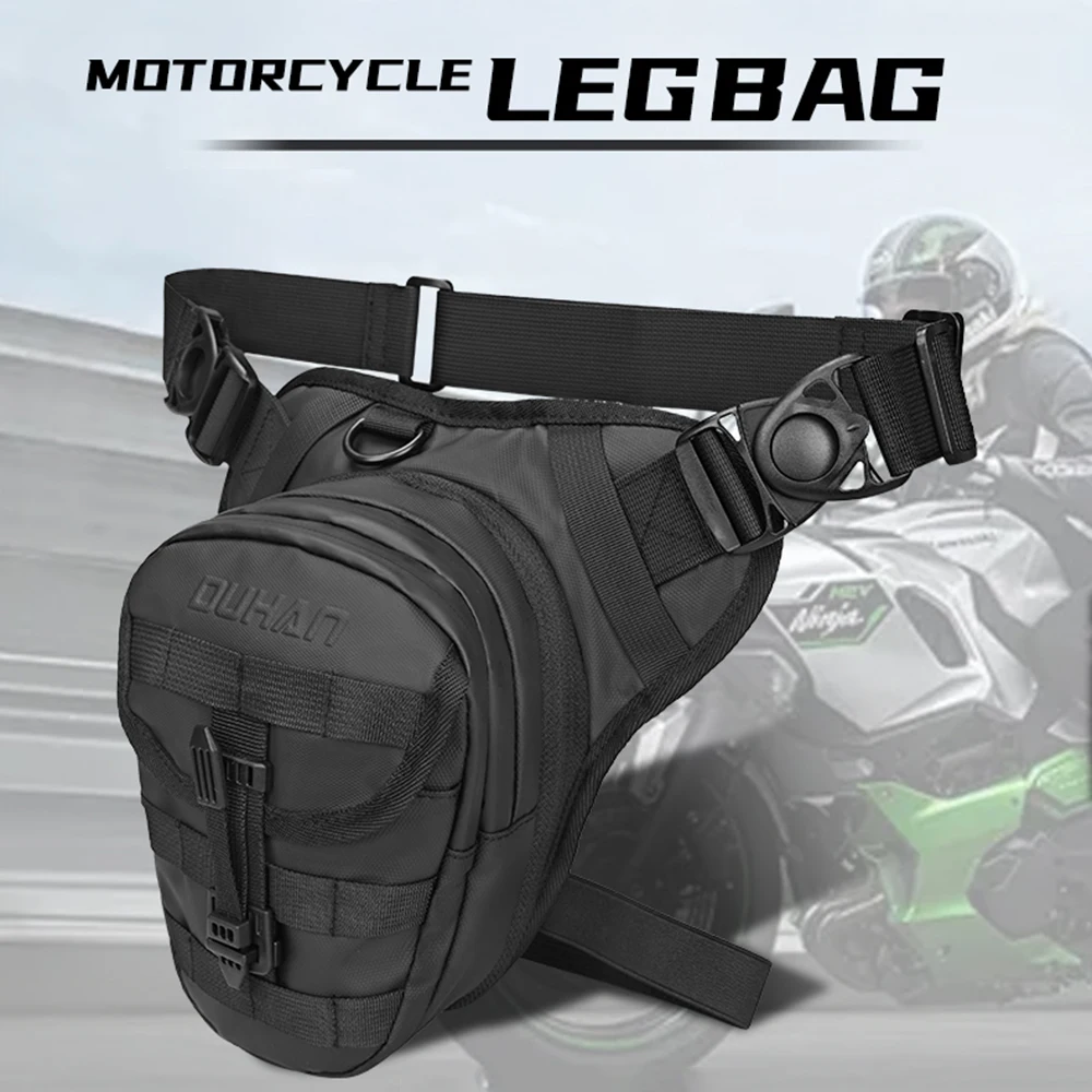 Multi-Function Motorcycle Drop Leg Bag Hip Bum Motorcycle Bag Outdoor Waist Bag Motorbike Riding Chest Bag Black