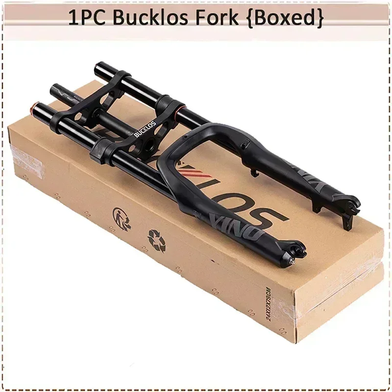 BUCKLOS Dual Crown 20Inch Ebike Fat Bike Fork 20*4.0 E-bike Air Suspension Fork 180mm Travel Beach Snow Bike Fork Bicycle Parts