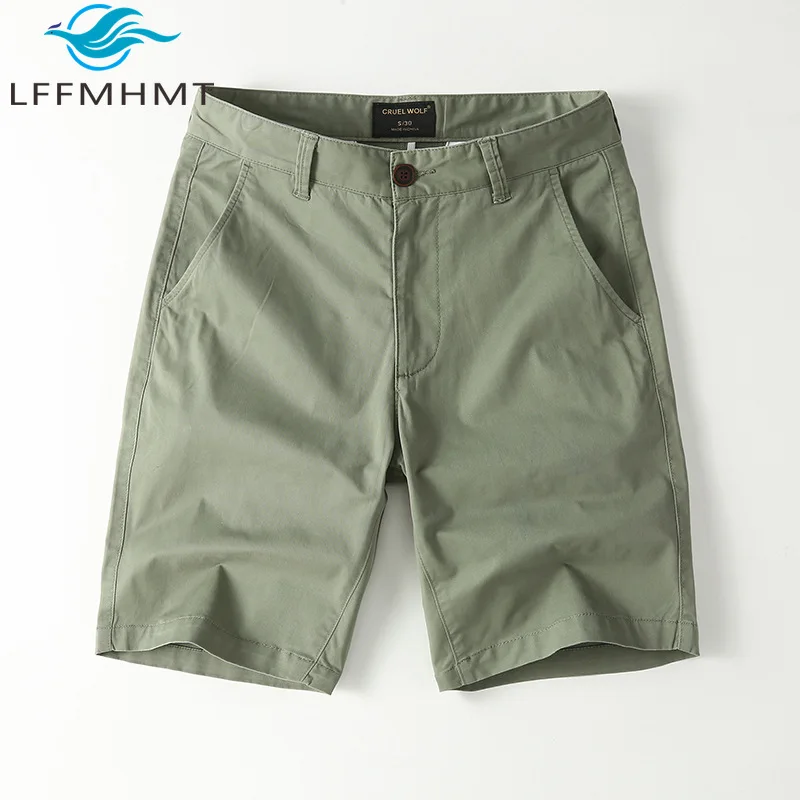 America Style Summer Fashion Men's Shorts Good Quality Solid Color Simple Basic Classical Straight Half Length Pants Male