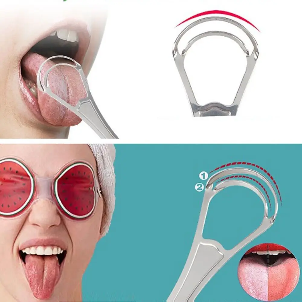 

Double Decker Mouth Brush New Stainless Steel Clean Tongue Tongue Scraper Cleaner Tongue Cleaner