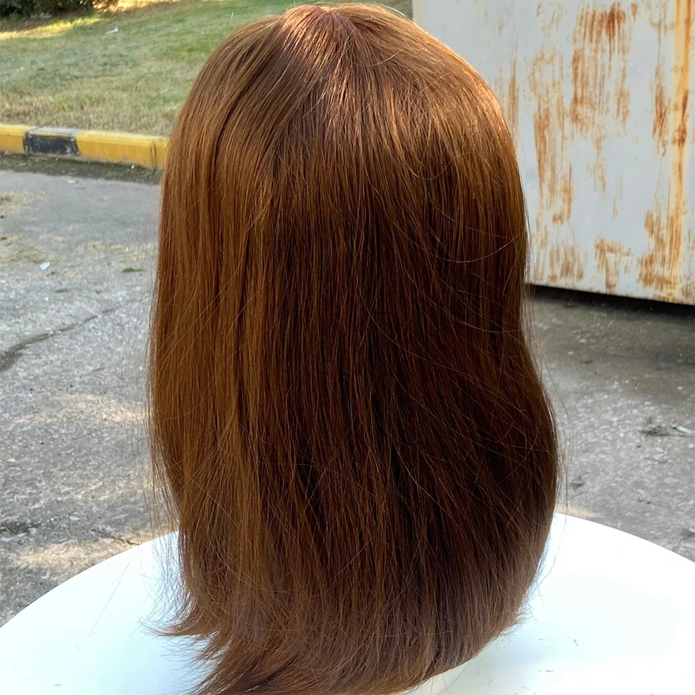 شعر مستعار يهودي بدانتيل أمامي للنساء شعر بشري مفرود من الحرير الطبيعي بدون صمغ مقاس 13 × 5 بوصة #3