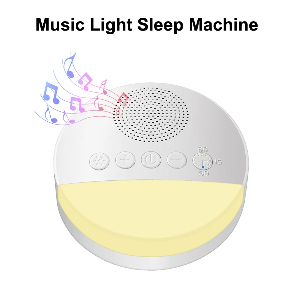 White Noise Machine Muzieklicht Slaapmachine USB Oplaadbaar 20 geluiden Getimede uitschakeling Slaapgeluidsmachine
