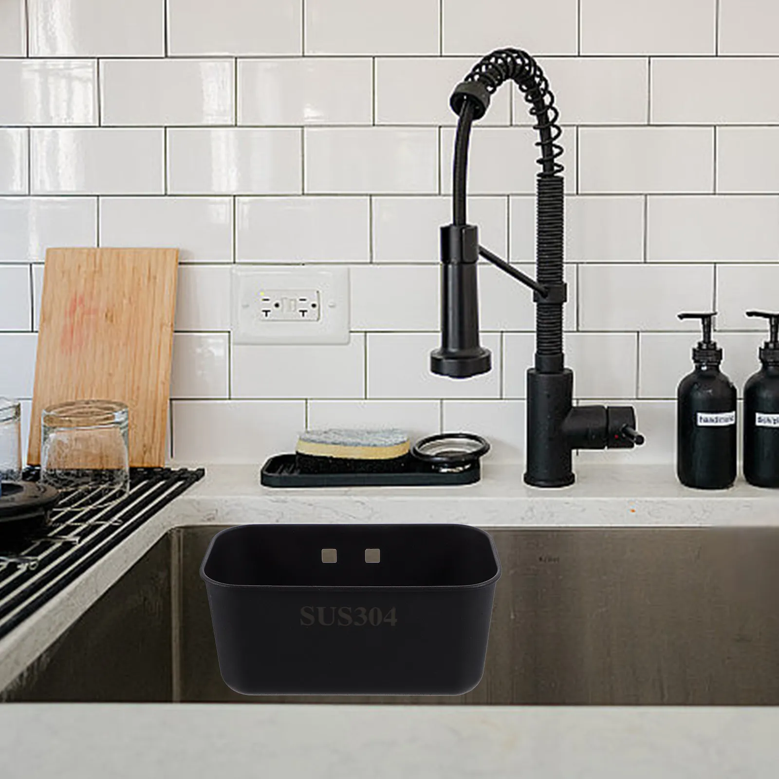 Stainless Steel Sink Storage Basket Thickened Draining Rack Rustproof Corner Holder Suction Cup Kitchen Organizer