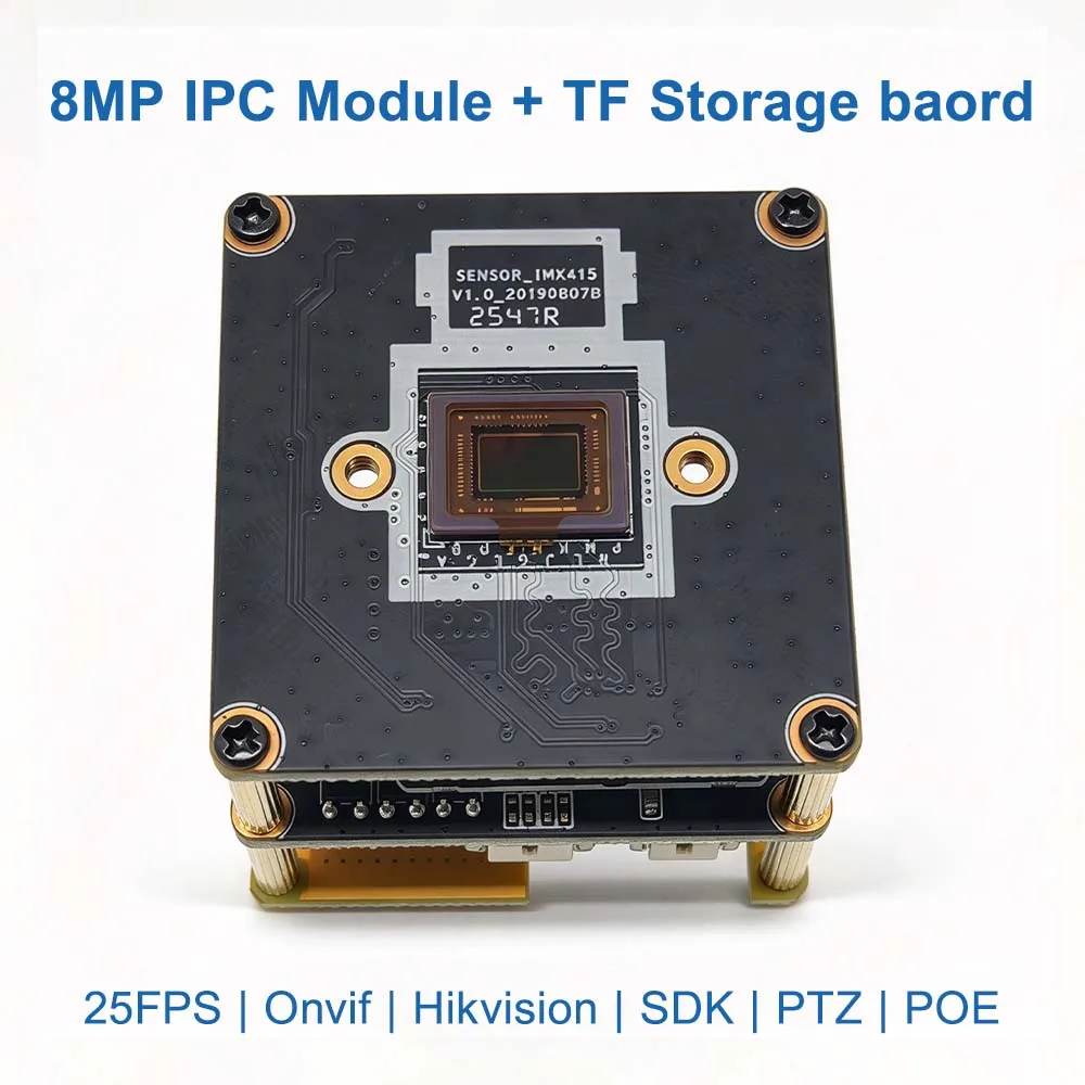 Sony IMX415+SSC378QE 8MP Open AI IP Camera Module With TF Slot Board Up to 512G Storage POE Expansion 25FPS PCB Board 800S5
