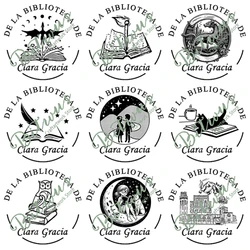 Spanish Book Stamp-De la Biblioteca De Libro de Espanol Sello Personalizado ex libris custom library ink stamp self inking stamp
