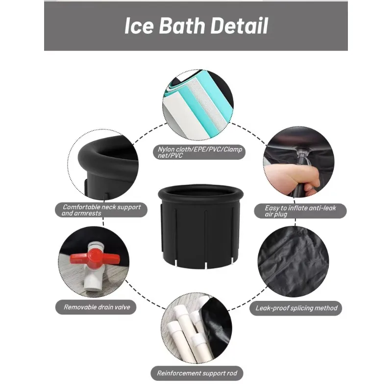 Xiangyin Vanace Ice Bath Tub Chiller Combination Pack 400L Cold Plunge Ice Tub Bath With 1HP Water Chiller For Athletes Sport