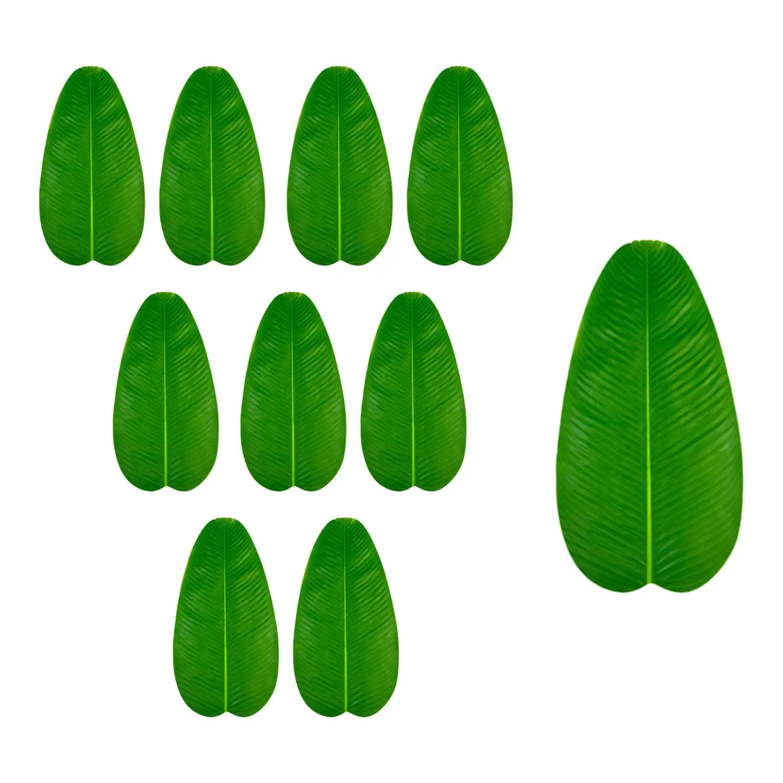 10Pcs Simulated Banana Table Mat Hawaiian Props Home Decor Artificial Banana Leaves Decor Tropical Table Decoration