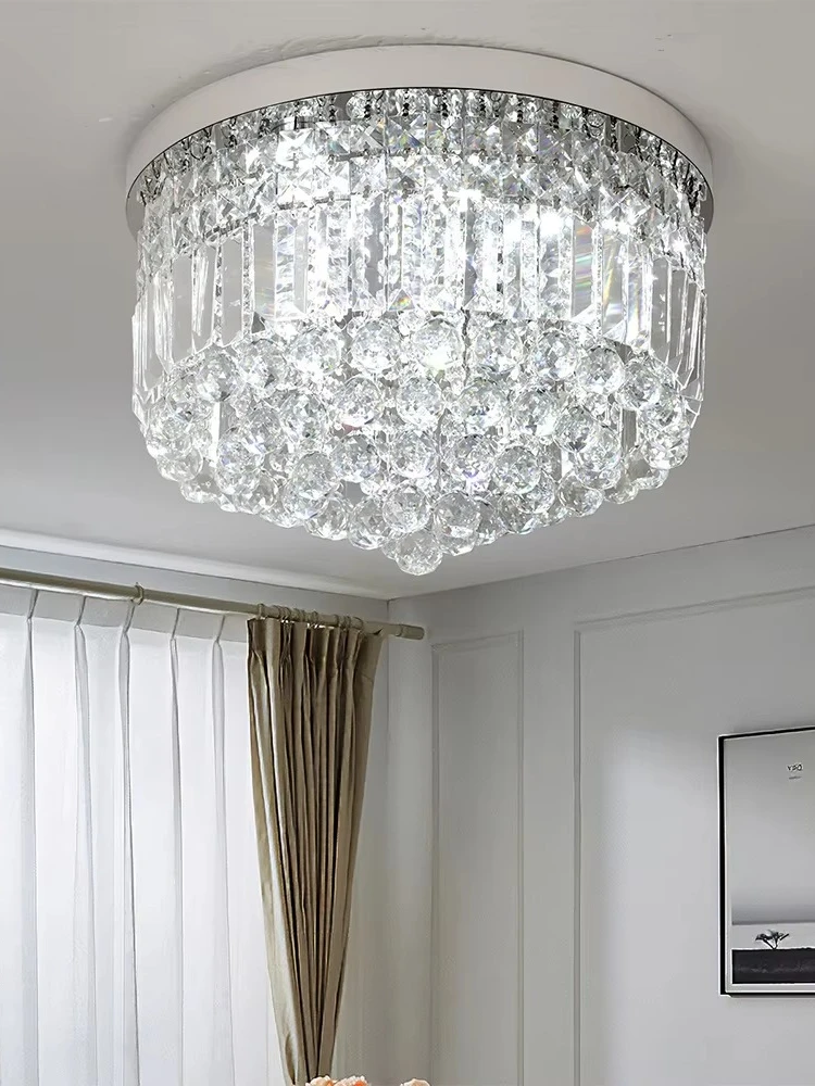 Simple Retro Crystal Iron Ceiling Light Large Indoor Hanging Dining Home Hotel Light Emitting Diode Lighting
