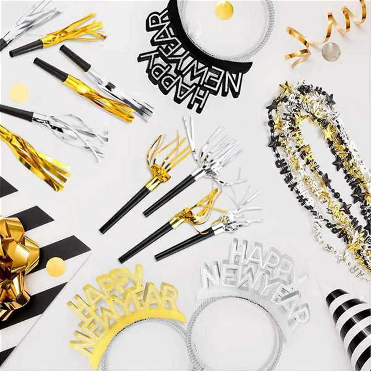 A67T NEW New Years Party Supplies 36 PCS, Happy New Year Decorations Kit - NYE Photo Booth Props Accessories Gifts Wearables