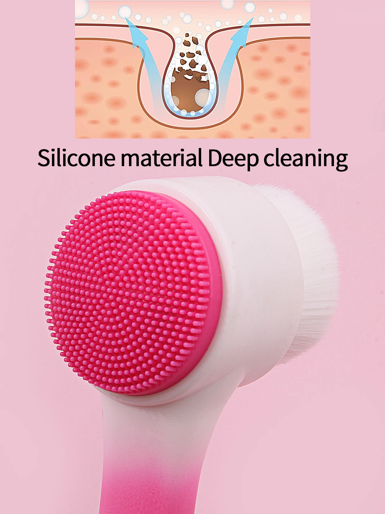 Brosse de nettoyage du visage en Silicone, Double face, produit d'élimination des points noirs, nettoyeur de pores, exfoliant, brosse de gommage du visage