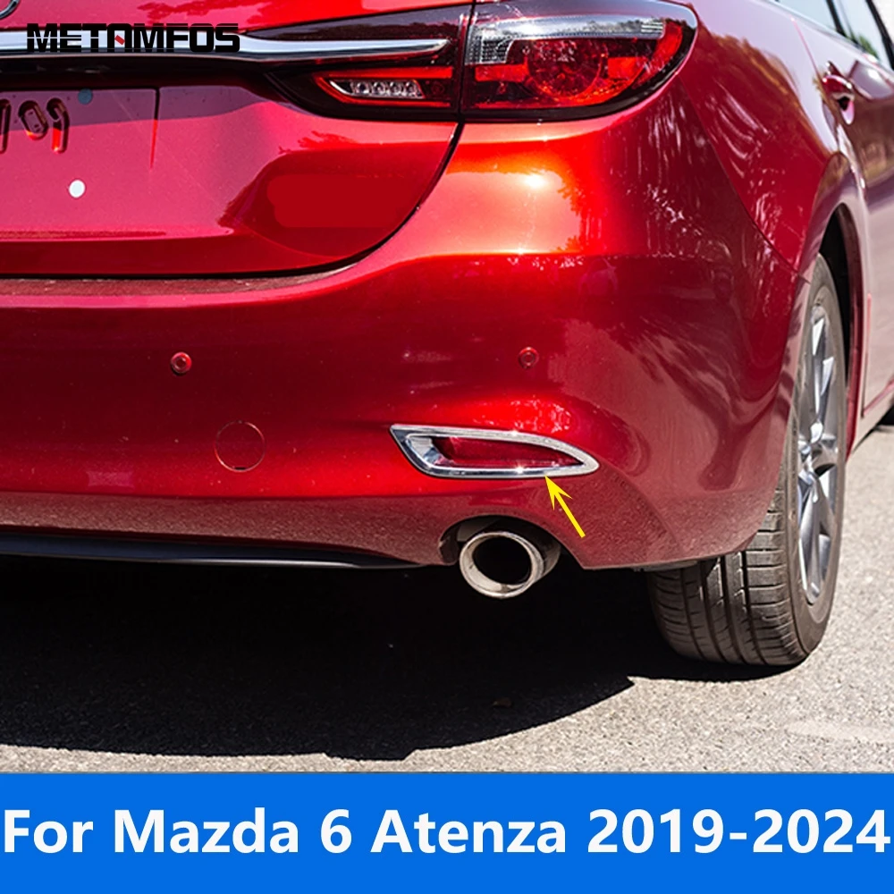 

For Mazda 6 M6 Atenza 2019-2022 2023 2024 Chrome Rear Fog Light Lamp Cover Trim Foglight Bumper Protector Exterior Accessories