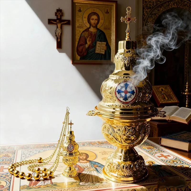 Neuer 2026 Orthodoxer Kirchen-Weihrauchbrenner mit Kette für christliche Gottesdienste, Gebete und Ostern – Detail 8