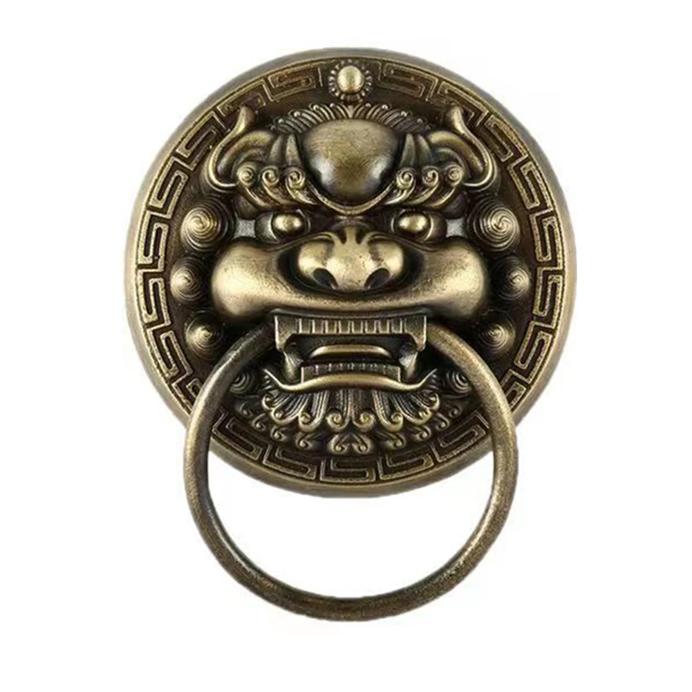 Beast Head Door Ring Antique Door Handle Antique Bronze Finish Sturdy Construction Brass Door Accessory For Home