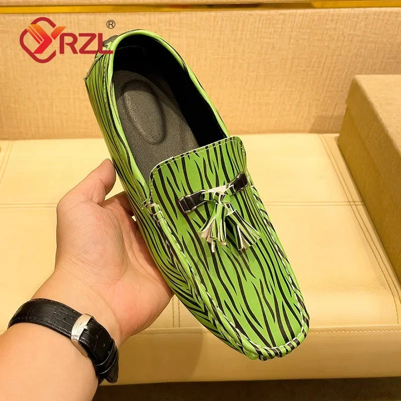 

YRZL Fashion Men Loafers Tassel Casual Luxury Brand Men Shoes Handmade PU Leather Moccasins Light Breathable Slip on Boat Shoes