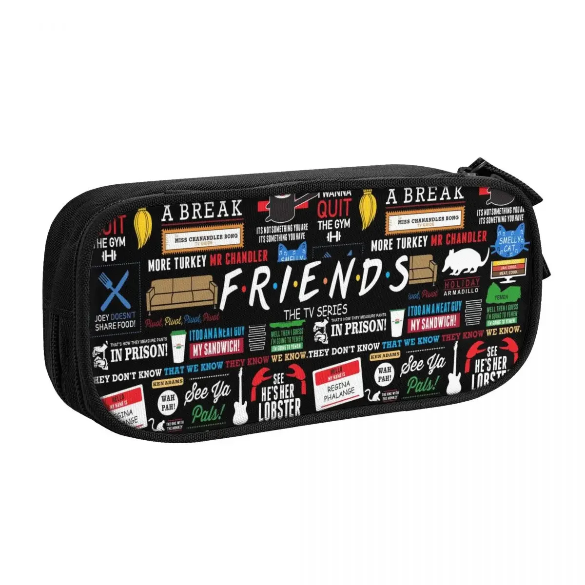 Custom Cute Funny TV Show Friends Collage Pencil Case for Boys Gilrs Large Capacity Pen Bag Box Stationery