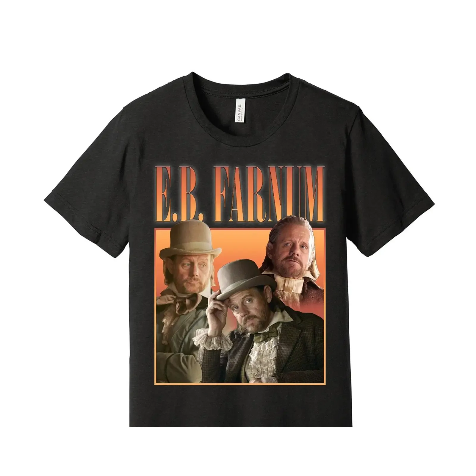 E B Farnum Retro T Shirt Deadwood American Wild West TV Show Fan Casual Streetwear vintage Washed Unisex Versatile Breathable