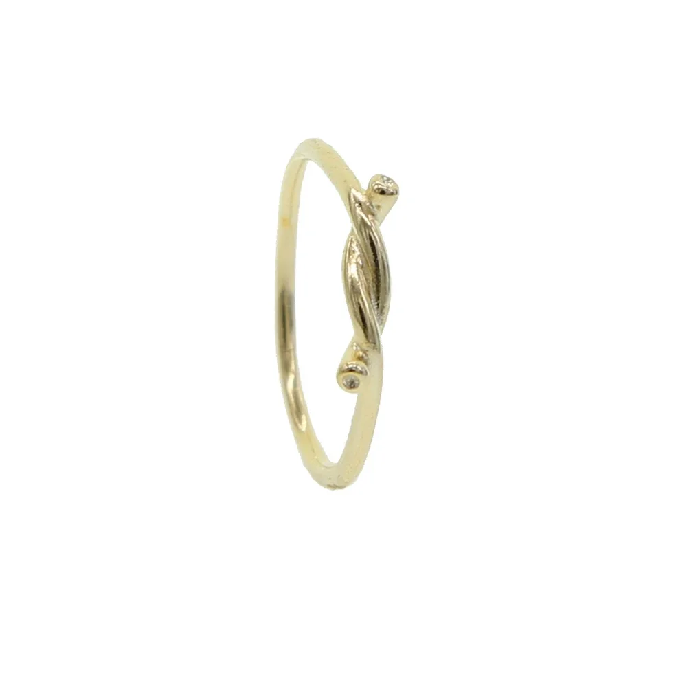 

925 Sterling Silver Thin Finger Band 2 Clear Cz Barbed Wire Knot Ring Minimal Delicate Gold Color Vermeil Jewelry for Women