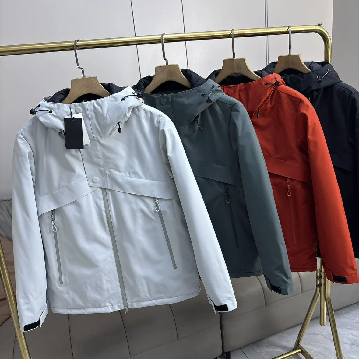 

Men's Outdoor Casual aphene Anti-Cold Cotton Jaet Hooded Polyester Fiber Stand Fit Faion Urban Sle Long Sve Zipper