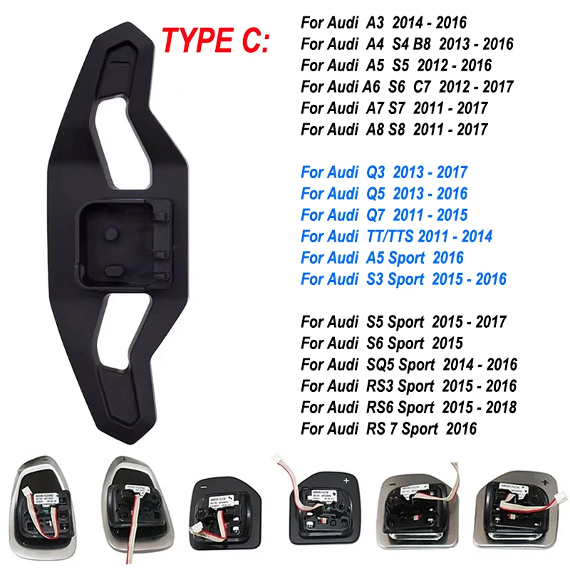 Paleta de cambio de volante de coche de aleación de aluminio apta para Audi A3 Q3 Q5 S3 RS3 SPORT S4 RS4 A5 S5 RS5 A6 S6 TT MK3, accesorios de coche