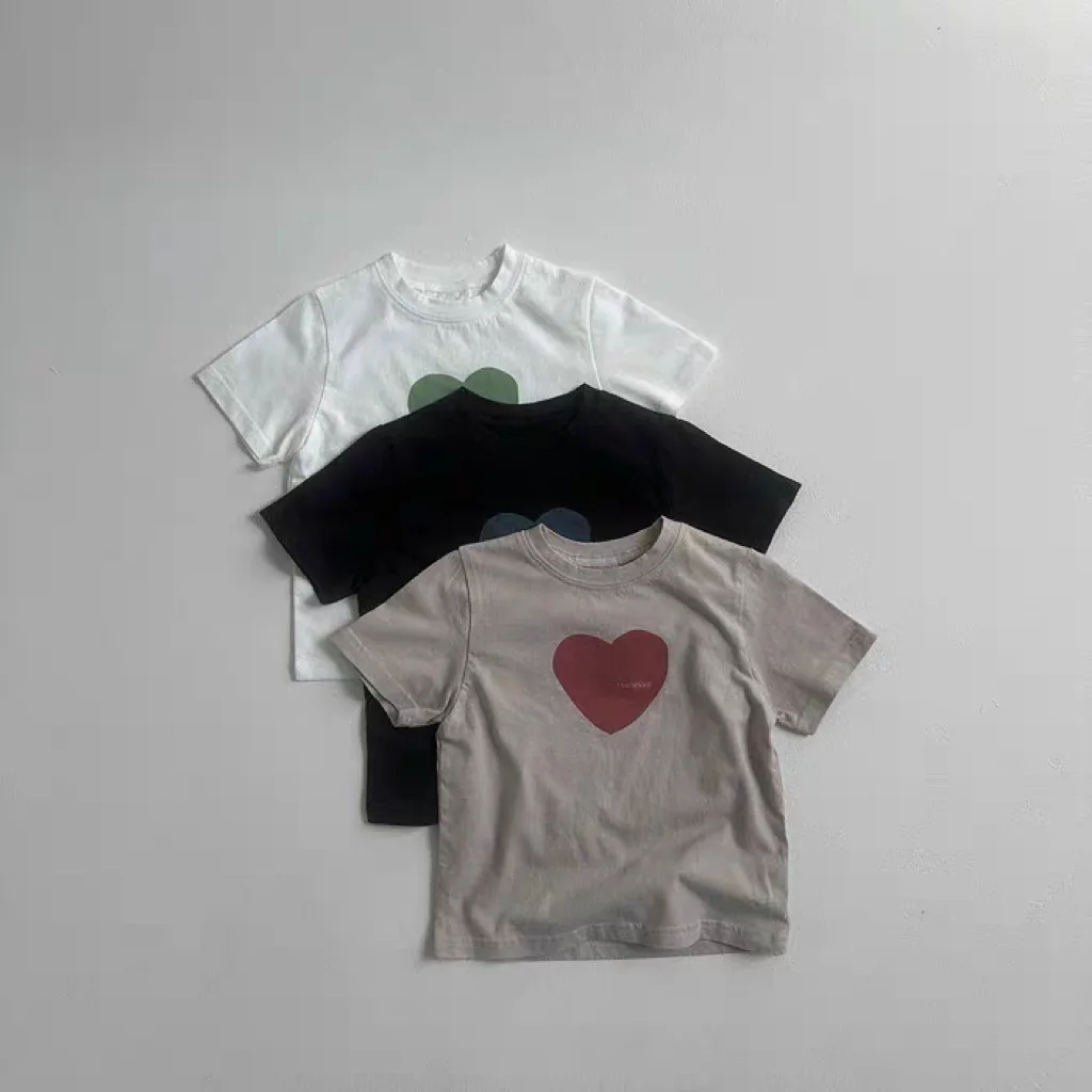 

2025 Summer New Baby Short Sleeve T Shirts Cotton Infant Boy Versatile Casual Tee Toddler Girl Loose Heart Tops Baby Clothes