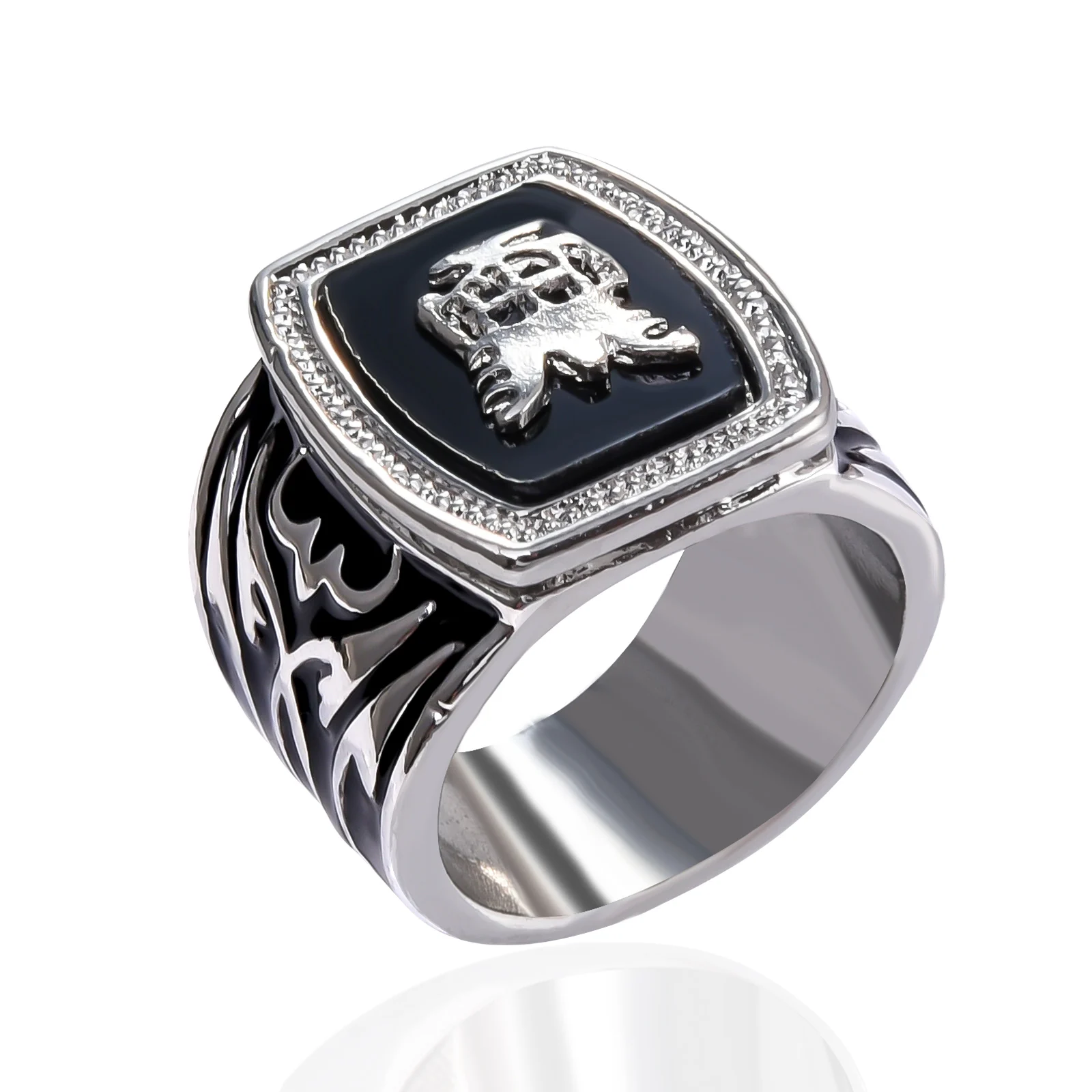 Anillo negro Alaric Ric The Vampire Diaries Revival, joyería de película antigua Steampunk de alta calidad