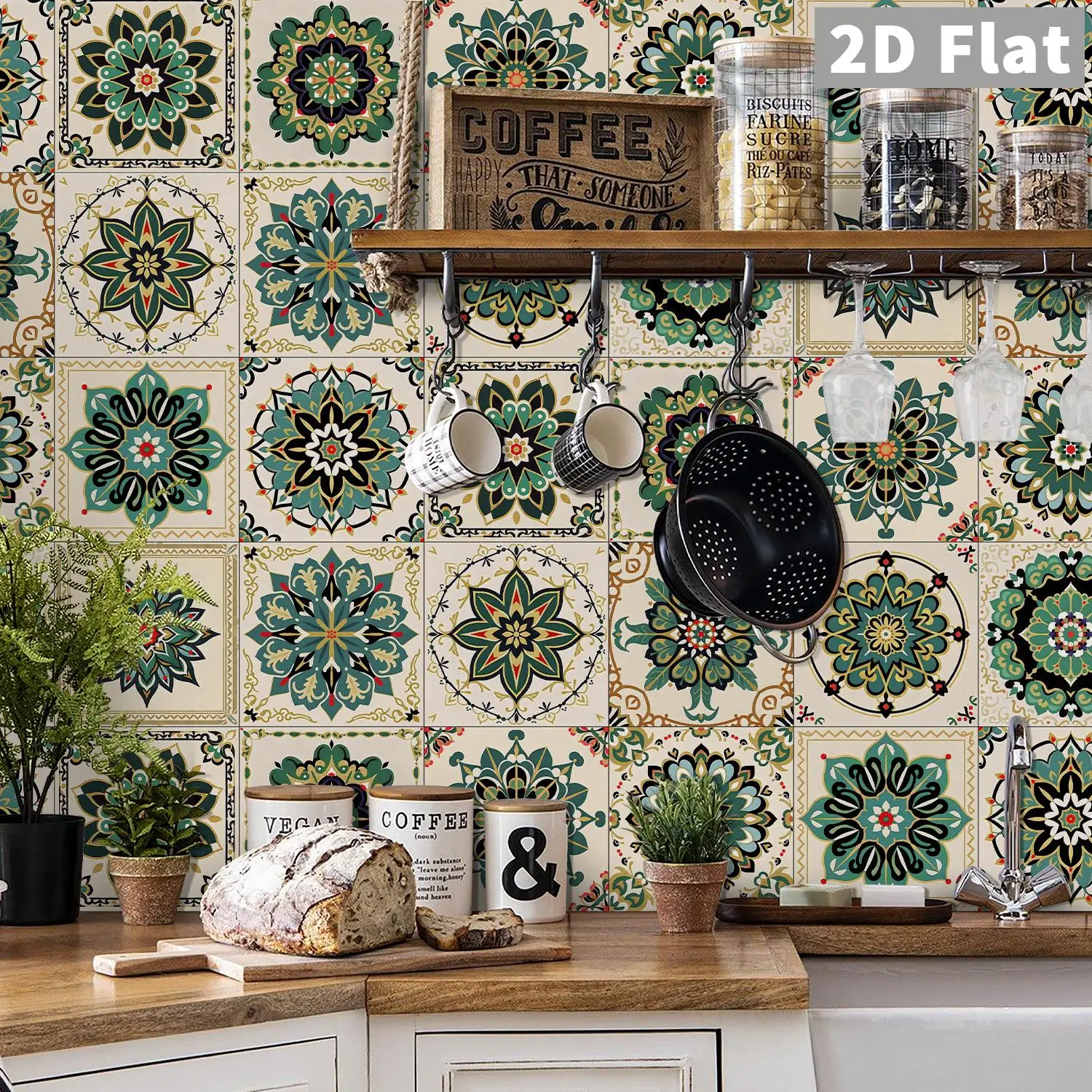 Retro-Mandala-Muster Wandaufkleber, Selbstklebend und Hitzebeständig, für Wohnzimmer, Schlafzimmer und Heimdekoration – Detail 9