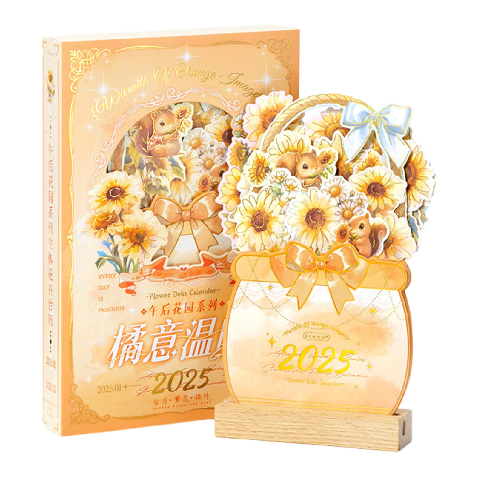 Calendario da tavolo con fiori 2025 Calendario da tavolo a forma di vaso affascinante adatto per regali di compleanno Regali di Capodanno