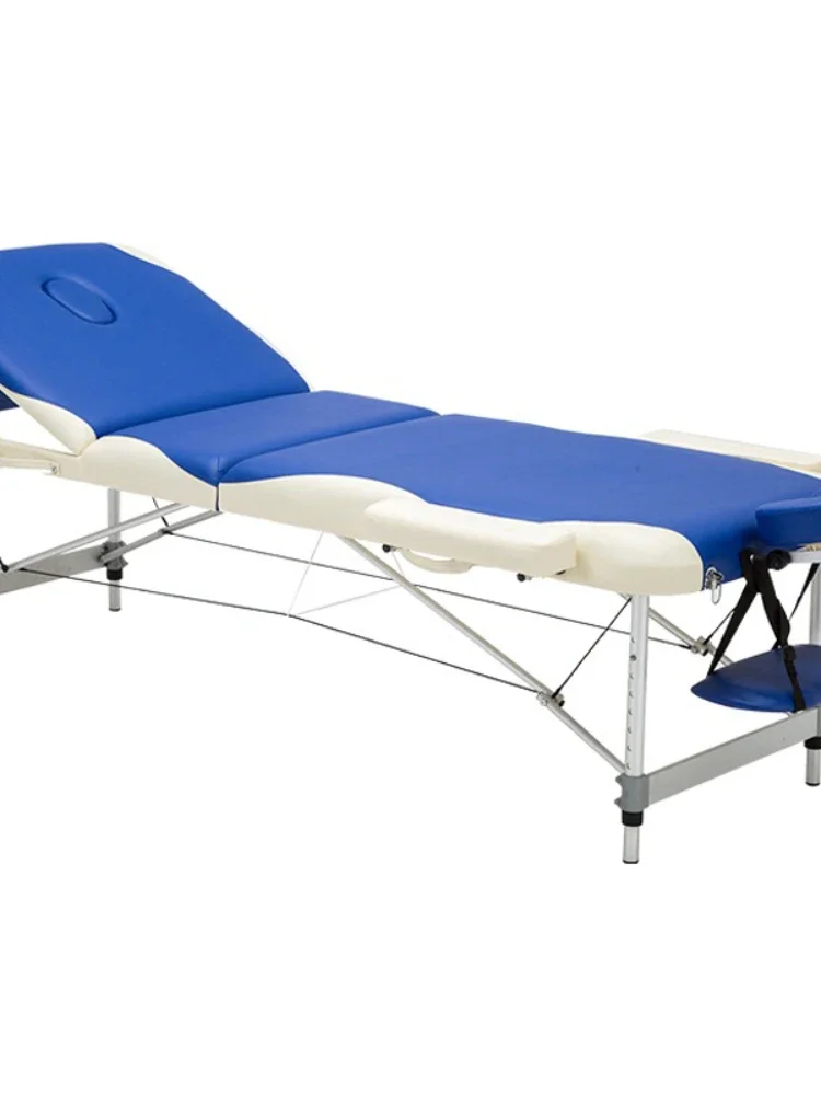 Portable Foldable  Furniture Tattoo Spa Tri-Fold Leather Metal Beauty Massage Table Bed With U Headrest Facial Patio