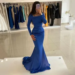 Smileven Royal Blue Mermaid Evening Dress Long Sleeve Square Neck Prom Dresses robe de soirée Off The Shoulder Party Gowns 2024