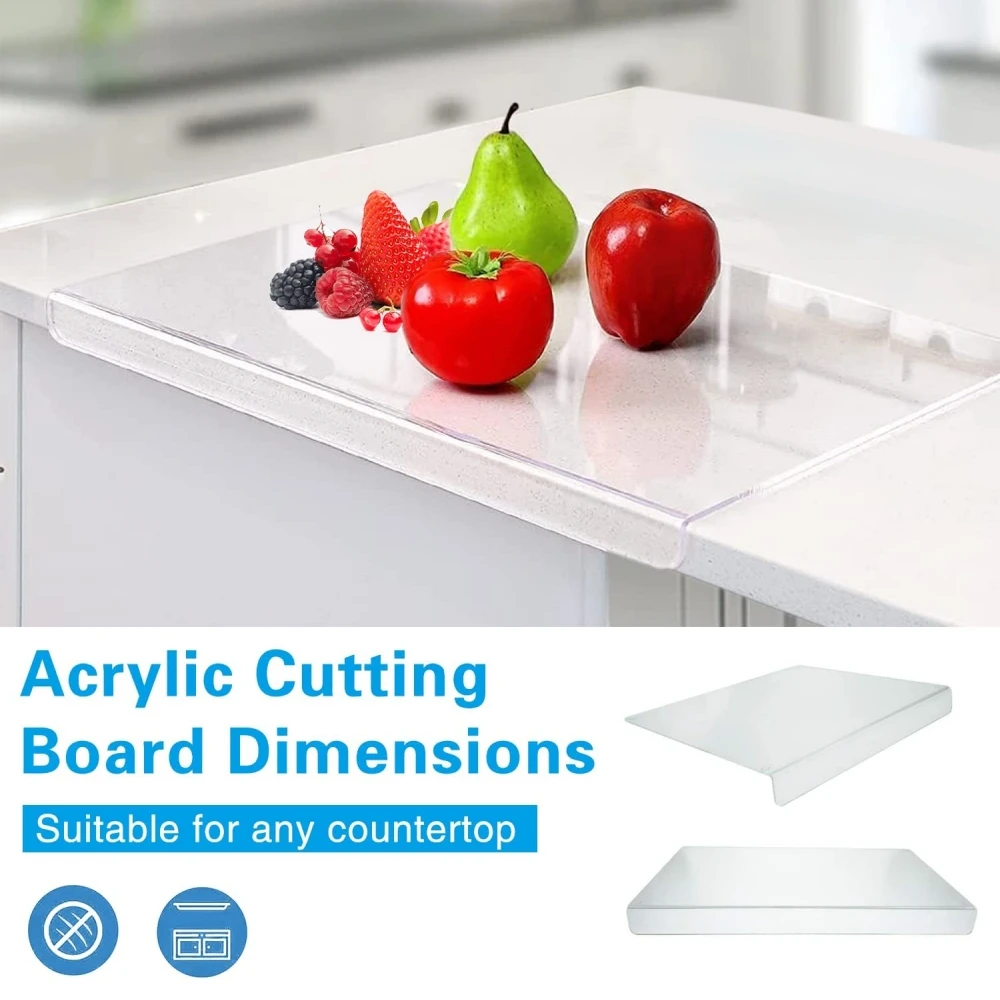 Acrylic Anti-slip Transparent Cutting Board with Lip for Kitchen Counter Countertop Protector