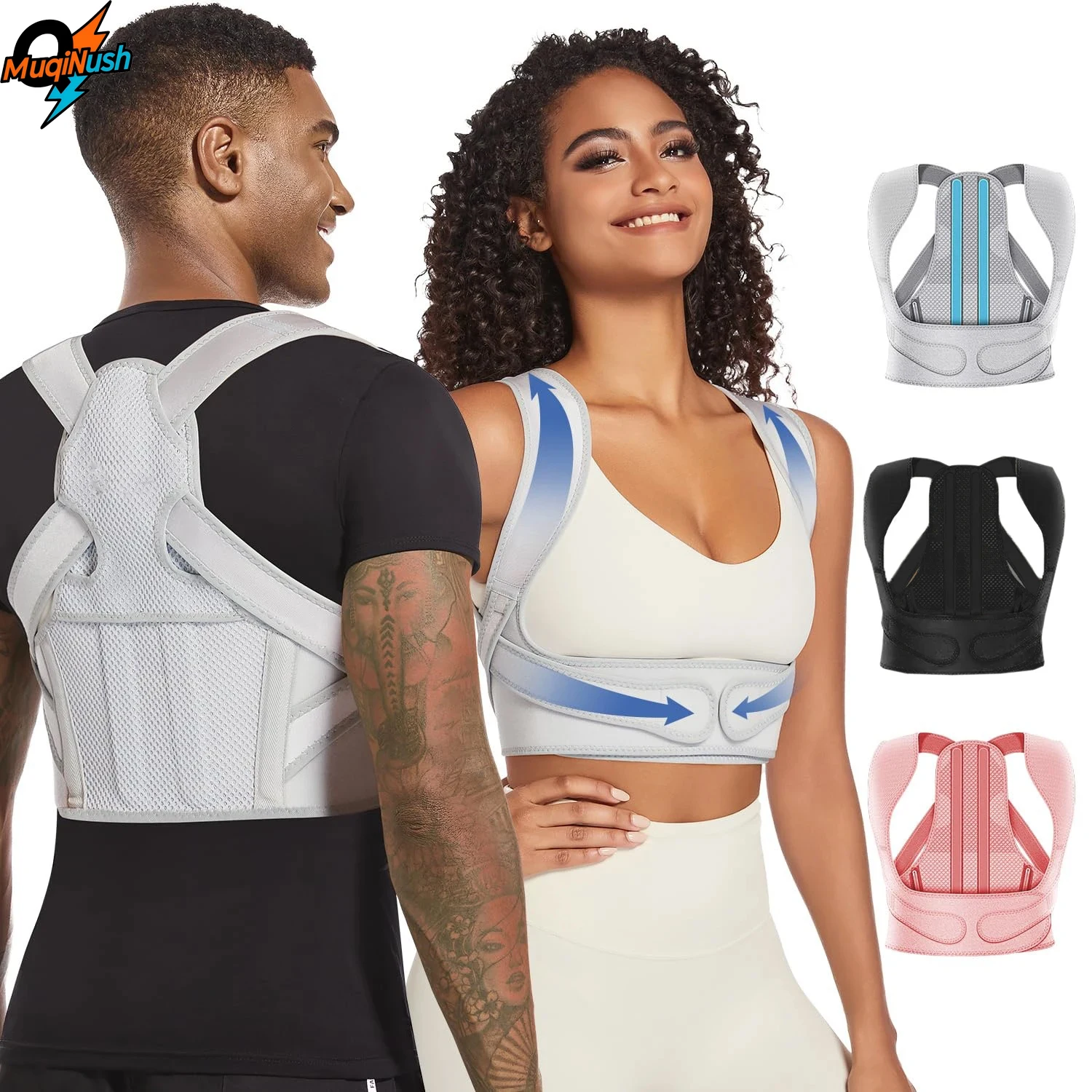 

MuqiNush Men's and Women's Posture Correctors Adjust Upper Back Support to Relieve Neck Shoulder Discomfort Improve Hunchback