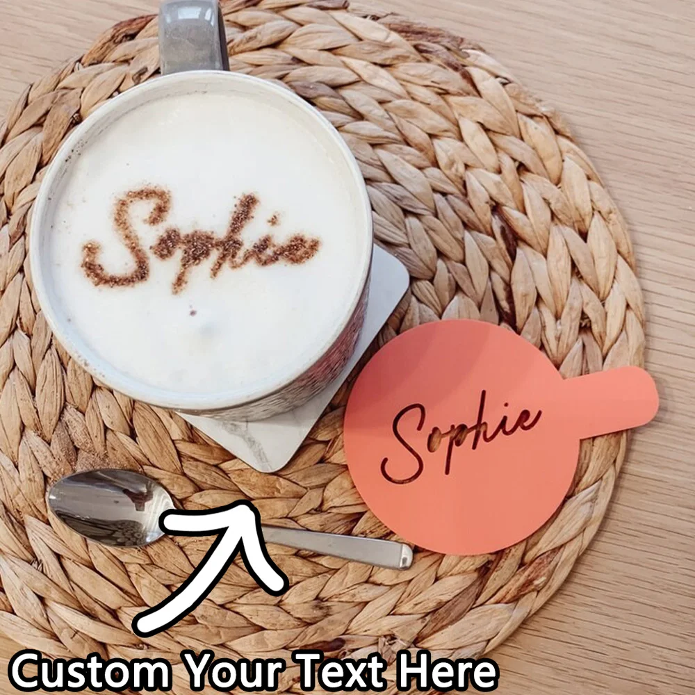 Personalised Stencil, Acrylic Name Stencils, Birthday Gift Ideas For Her, Coffee Lover, Cappuccino Stencil Present, Barista Acce