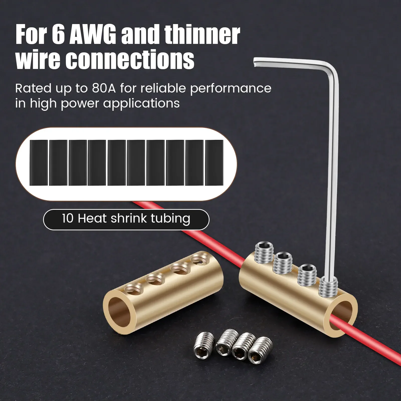 10Pcs Wire Connector Nut Kit 80A 6AWG Copper Splicing Wiring Connector Waterproof Circuit Wire Connecting Terminal