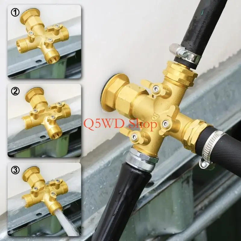 Q5WD Multiple Functional 3 Way Bronze Suitable For Garden Hose Extension Includes Sealing Circlets And Tape
